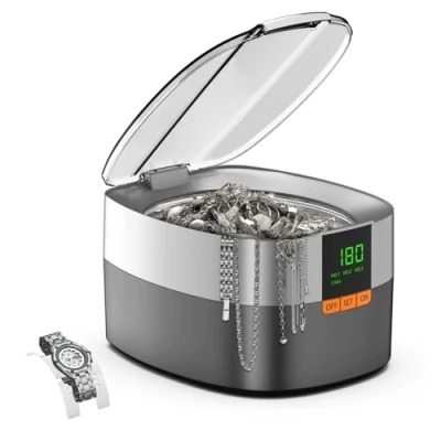 Afbeelding van Ultrasone reinigingsmachine, KECOOLKE 750ml sonische reiniger met digitale timer voor bril, ringen, munten, vingerring, zilver, kunstgebit