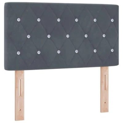 Afbeelding van Hoofdeinde Kristal Knop Gevoerd Donkergrijs 80 cm Velvet