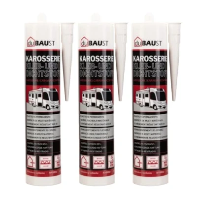 Afbeelding van dubaust carrosserielijm, montagelijm, afdichtmiddel voor auto, camper, binnen en buiten, uv bestendig, hechting op alle ondergronden, caravan, afdichtmiddel, 290 ml, patroon, wit, 3