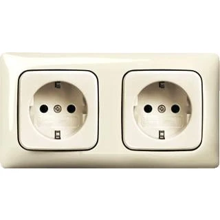 Afbeelding van B J SI wandcontactdoos met ra dubbel inbouw horizontaal linear creme