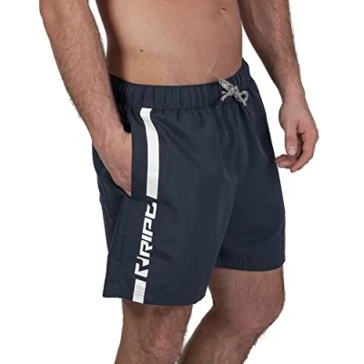 Afbeelding van Ript Essentials Mannen Verticale Streep Sneldrogende UV 50 Zonwering Perzik Finish Zwembroek Trunks, Navy/Wit, Klein