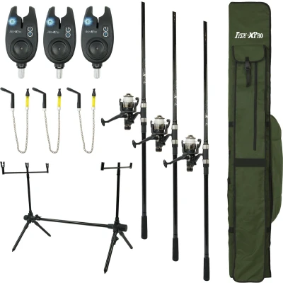 Afbeelding van FISH XPRO Karperset Pro Improve Set 3 Rod Karperhengelset Zwart