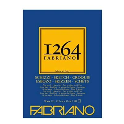Afbeelding van Honsell 19100633 Fabriano Schizzi schetsblok 1264, voorgelijmd, 90 g/m², DIN A3, 100 vellen schetspapier in ivoorwit, zuurvrij, licht korrelig, voor alle droogtechnieken