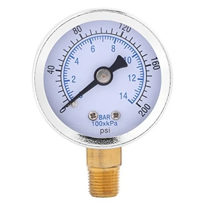 Afbeelding van Drukregelaar, 0 200psi 14bar hydraulische waterdrukmeter 40mm Wijzerplaat Meter 1/8&quot; NPT voor bar/psi Meting