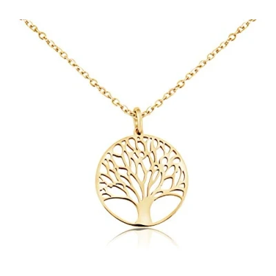 Afbeelding van Nuoli® levensboom ketting dames (45 + 5 cm verstelbaar) halsketting met hanger voor vrouwen en meisjes, van Roestvrij staal, Geen edelsteen