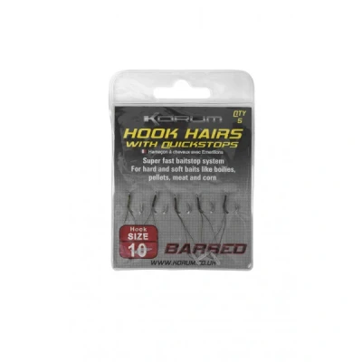 Afbeelding van Korum Barbed Hook Hairs With Quickstops Size 6 (5stuks) Witvis onderlijnen