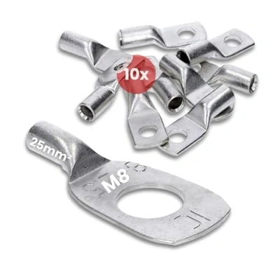 Afbeelding van 10 stuks Kalitec HR25 8 standaard buiskabelschoenen 25 mm² M8 I zonder kijkgat Made in Germany