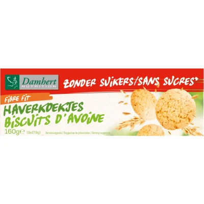 Afbeelding van 3x Damhert Haverkoekjes Zonder Suikers 160 gr