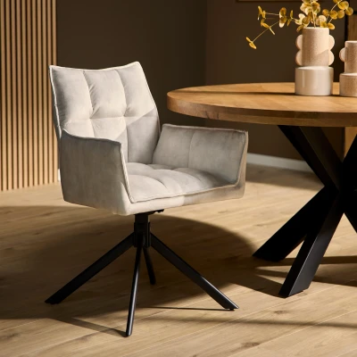 Afbeelding van Starfurn Eetkamerstoel Dani met armleuning champagne Velvet