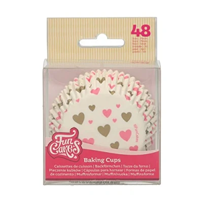 Afbeelding van FunCakes Baking Cups Hartjes 48 Stuks Cupcake Vormpjes Papier