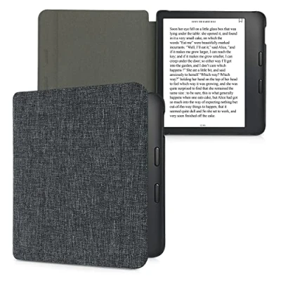 Afbeelding van kwmobile hoes compatibel met Kobo Libra 2 Stoffen beschermhoes voor e reader in donkergrijs