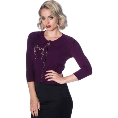 Afbeelding van Dancing Days CAT SCALLOP COLLAR Cardigan L Paars