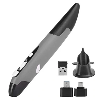 Afbeelding van Computerpenmuis, USB Computerstylus PC onderdelen Draadloze muis, pentype Gepersonaliseerd innovatief verticaal, ergonomisch ontwerppenmuis, voor Windows/Android/Linux/OS X(Grijs)