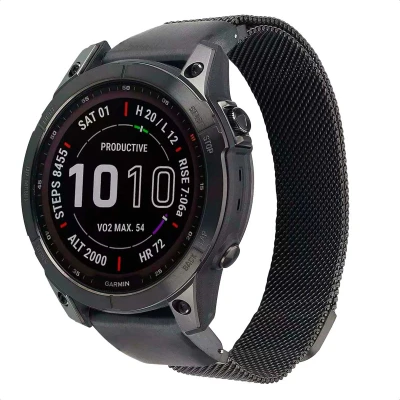Afbeelding van QuickFit Milanees bandje voor de Garmin Watch 20 mm aansluiting Zwart imoshion Geschikt Fenix 5s, 6s,