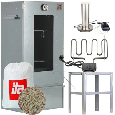 Afbeelding van ITA Elektrische Rookoven 7000 Smoker Set met Verwarming, Tafel, Rookgenerator Rookkast Raam &amp; Thermometer Gelegeerd Staal EU Kwaliteit, Direct van de Fabrikant