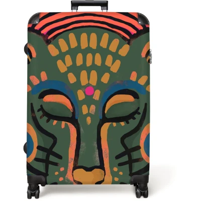 Afbeelding van NoBoringSuitcases.com® Koffer groot Reiskoffer lichtgewicht Dieren Tijger Groen Portret Rolkoffer met 4 wielen Grote trolley XL 98 liter bagage