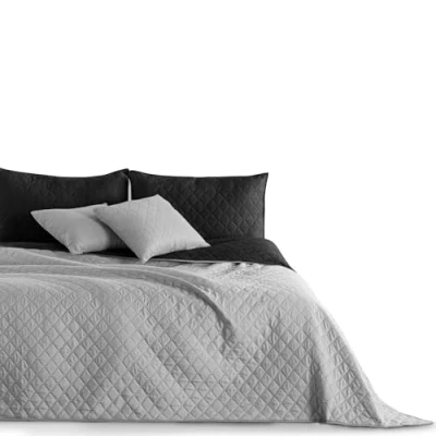 Afbeelding van DecoKing Sprei, tweezijdig, bedsprei, dubbelzijdig, onderhoudsvriendelijk, Axel, polyester, zilverzwart, 220 x 240 cm