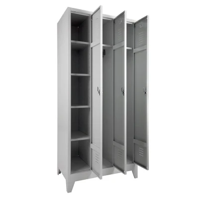 Afbeelding van Garderobekast Met 4 legborden (linkerkolom) en hoedenplank (rechterkolom) breed 60CM sluiting sleutel cilinderslot aantal deuren 2 framekleur