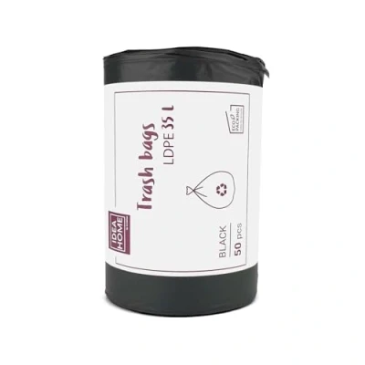 Afbeelding van D.RECT Afvalzakken 35L, 50 delig, plastic afvalzakken, keukenafvalzakken, heavy duty recycle papieren Zwart