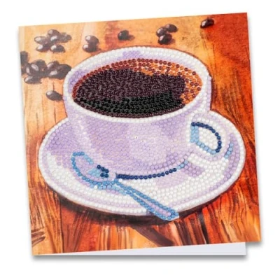 Afbeelding van Ideen mit Herz Diamond Painting wenskaart, 16 x cm, 370 g/m², incl. envelop en gereedschap, koffiekopje