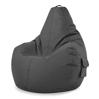 Afbeelding van Green Bean© Zitzak met rugleuning 80x70x90cm Gamingstoel 230L vulling Knus Zacht Wasbaar Vloerkussen Lounge stoel Kruk Ontspannen voor gamers Antraciet grijs