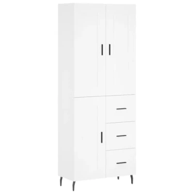 Afbeelding van Hoge kast 69,5x34x180 cm bewerkt hout wit