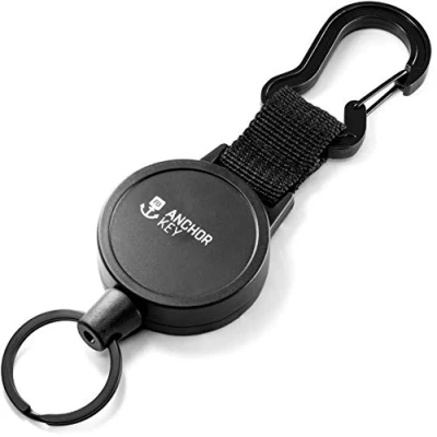 Afbeelding van FABACH Sleutelrol sleutelhanger uittrekbaar Jojo met stalen kabel intrekbare kaarthouder ID clip sleutel rits en skikaartenhouder voor broek riem, Business (medium gebruik), 1