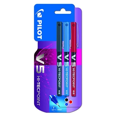 Afbeelding van Pilot BX V5 set van 3 pennen, vloeibare inkt, kleur: zwart, blauw en rood