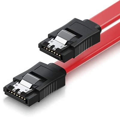 Afbeelding van deleyCON 50cm SATA III Kabel S ATA 3 Gegevenskabel HDD SSD Verbindingskabel Metalen Clip 6 GBit/s 2 Rechte L Type Stekkers Rood
