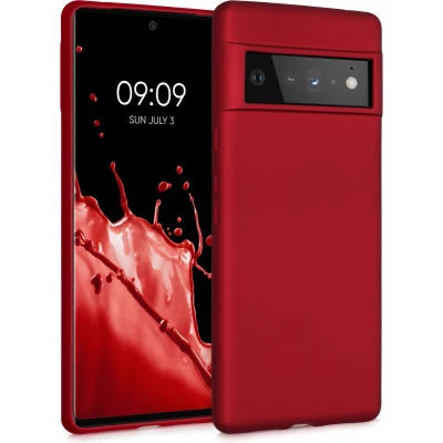 Afbeelding van kwmobile telefoonhoesje geschikt voor Google Pixel 6 Pro Hoesje smartphone Back cover in metallic donkerrood