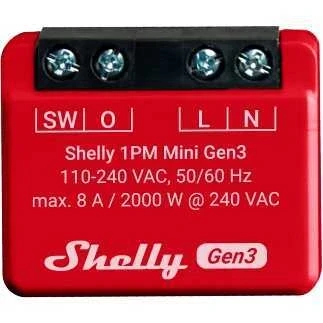 Afbeelding van Shelly Plus 1PM Mini Gen. 3 Draadloze schakelaar WiFi, Bluetooth