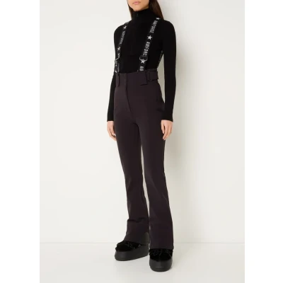 Afbeelding van Airforce dames Christie high waist flared fit skibroek met afneembare bretels in de kleur Zwart, maat: XS