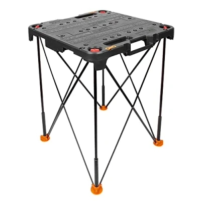 Afbeelding van WORX WX066 sidekick werktafel, inklapbare werktafel in zwart, voor het snijden en vastzetten van verschillende materialen, kan met andere tafels worden verbonden.
