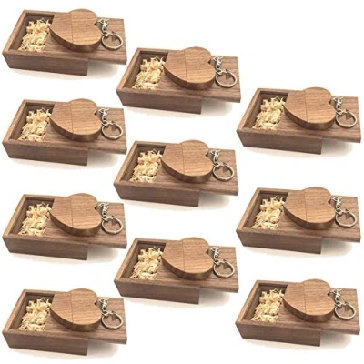 Afbeelding van A Plus+ 10 Pack Bruiloft USB 3.0 Flash Drives 32GB Houten Hart Memory Stick met Dozen