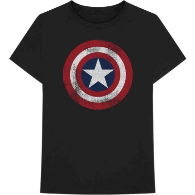 Afbeelding van Marvel Captain America Heren Tshirt L Distressed Shield Zwart