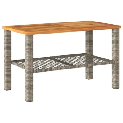 Afbeelding van Tuintafel 70x38x42 cm poly rattan en acaciahout grijs