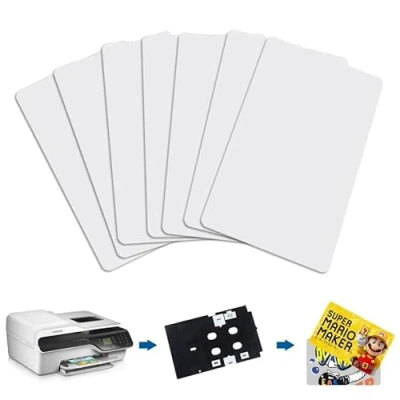 Afbeelding van 100 x NFC inkjetkaarten met kaartchip NTAG215, bedrukbaar inkjetprinters Epson en Canon, CR80, 30 MIL, blanco kaart, werkt Amiibo TagMo TimesKey