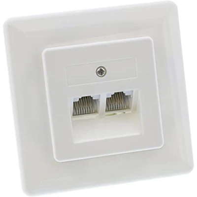 Afbeelding van InLine® ISDN wandcontactdoos 2x RJ45 socket, verzonken montage, schroefconnector 8 voudig