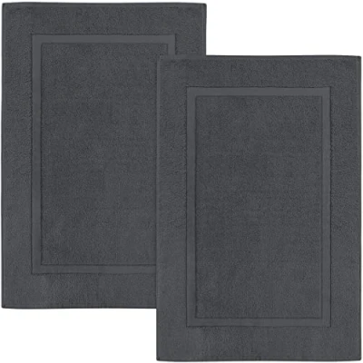 Afbeelding van Utopia Towels Badmatten van katoen, [geen badkamertapijt], 53 x 86 cm, 100% ringgesponnen zeer absorberend en machinewasbaar, voor douche badkamer (2 stuks) (Grijs)