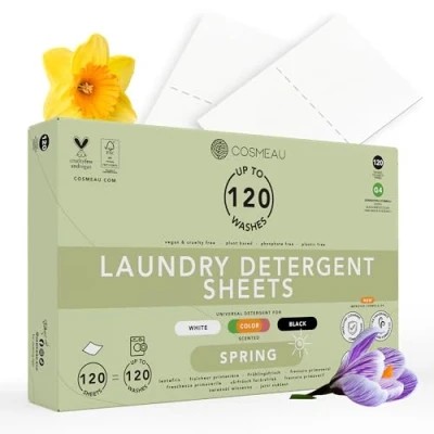 Afbeelding van Wasstrips 120 Wasbeurten 0,18ct per Wasbeurt Wasmiddel Lentefris Wasmiddeldoekjes