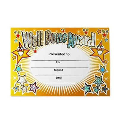 Afbeelding van SuperStickers &#039;Well Done Award&#039; Sparkling Classroom certificaat, A5 certificaten, 20 stuks