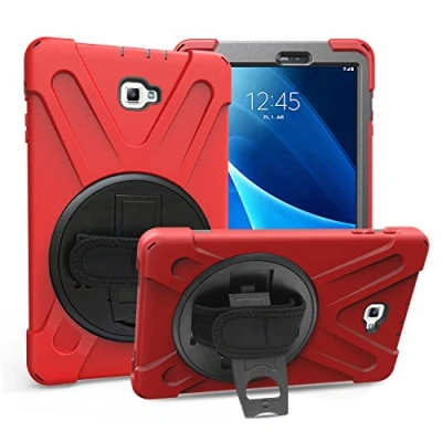 Afbeelding van Gerutek voor Samsung Galaxy Tab A6 Case, SM T580/T585 Heavy Duty Robuuste Shockproof Case met 360 Graden Stand en Hand/Schouderriem Beschermhoes 10.1 inch 2016, Rood