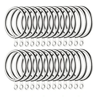 Afbeelding van Fippy gordijnringen, metaal, om op te hangen, gordijnroedes, binnendiameter: 38 mm, zilverkleurig, 60 stuks