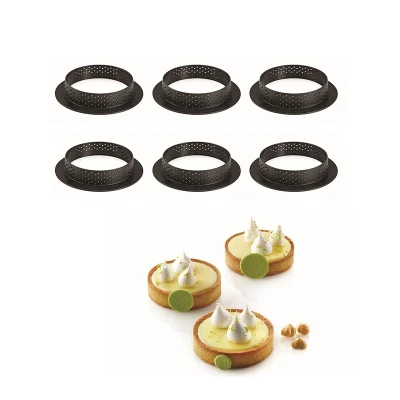 Afbeelding van Silikomart Taartring Exoglass Geperforeerd Ø8x2cm set/6