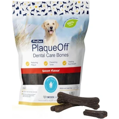 Afbeelding van ProDen PlaqueOff Dental Bones Bacon (13 stuks 485 gram) voor honden, slechte adem, tandplak, tandsteen