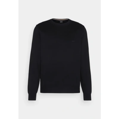 Afbeelding van HUGO BOSS heren Pacas fijngebreide pullover met logoborduring in de kleur Donkerblauw, maat: M