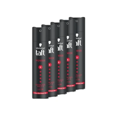 Afbeelding van Schwarzkopf Taft Power Haarlak (5 x 250 ml), houdgraad 5 haarstyling, haarspray voor alle haartypes, houdt tot 72 uur sterke grip, veganistische formule