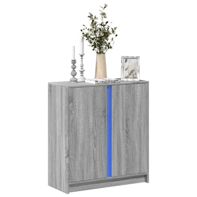 Afbeelding van Dressoir met LED 77x34x85 cm bewerkt hout grijs sonoma eiken