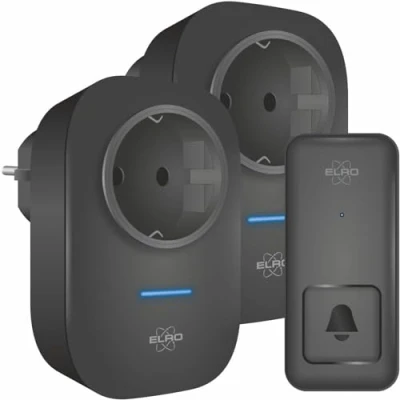 Afbeelding van ELRO DB4000 Draadloze Kinetische Deurbel Set met 2x Plug in Ontvanger Stopcontact Geen Batterijen nodig