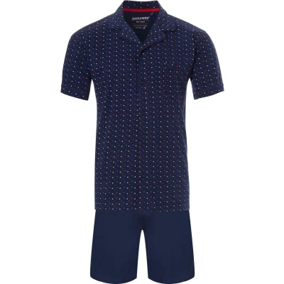 Afbeelding van Heren Shortama Pastunette Katoen Blauw Doorknoop Maat M